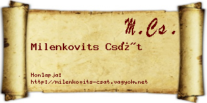 Milenkovits Csát névjegykártya